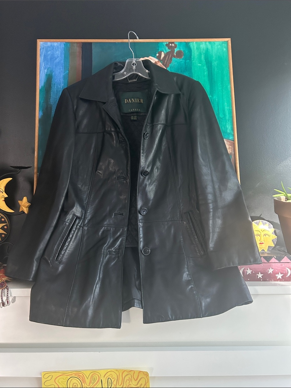 Vintage Danier Women’s Black Leather Button-Front Jacket XS